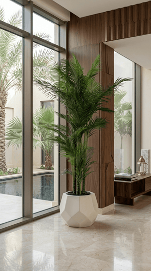 فازة الخرشوفة اللون البيج مع شجرة الأريكة صناعية ارتفاع ٢ متر - MAZ