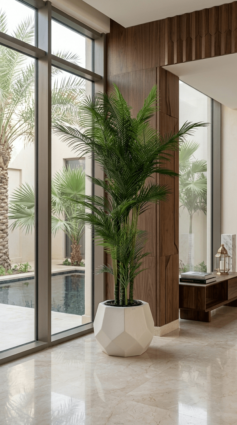 فازة الخرشوفة اللون البيج مع شجرة الأريكة صناعية ارتفاع ٢ متر - MAZ